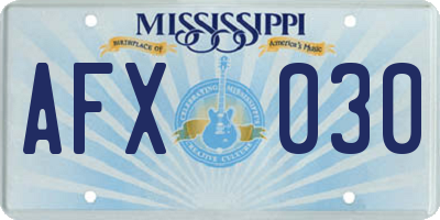 MS license plate AFX030