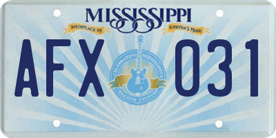 MS license plate AFX031