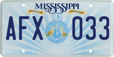 MS license plate AFX033