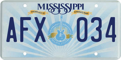 MS license plate AFX034