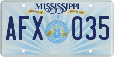 MS license plate AFX035