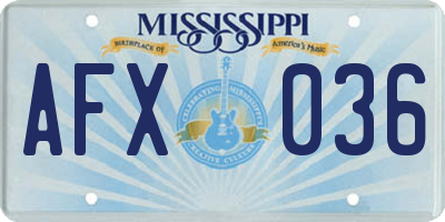 MS license plate AFX036