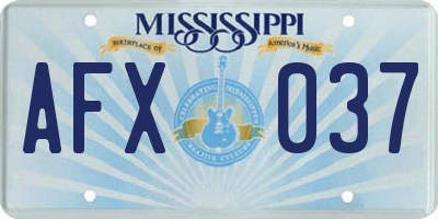 MS license plate AFX037