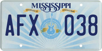 MS license plate AFX038