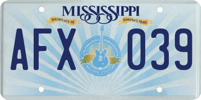 MS license plate AFX039