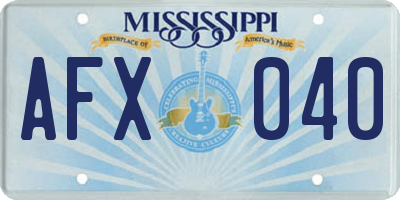 MS license plate AFX040