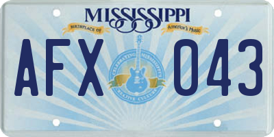 MS license plate AFX043