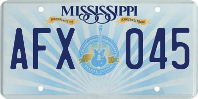 MS license plate AFX045