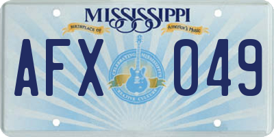 MS license plate AFX049