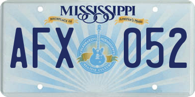 MS license plate AFX052