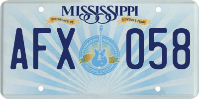 MS license plate AFX058