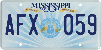 MS license plate AFX059