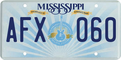 MS license plate AFX060