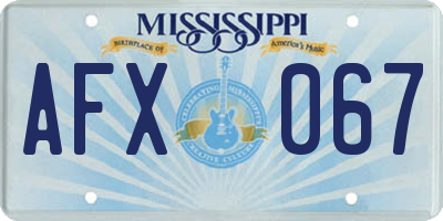 MS license plate AFX067