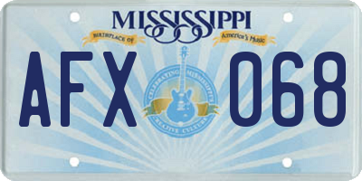 MS license plate AFX068