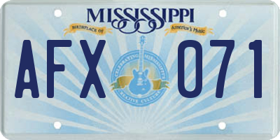 MS license plate AFX071