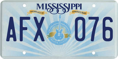 MS license plate AFX076