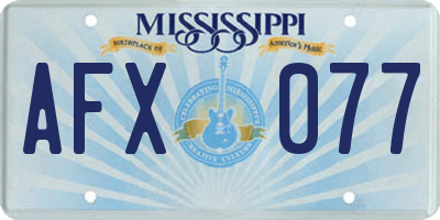 MS license plate AFX077