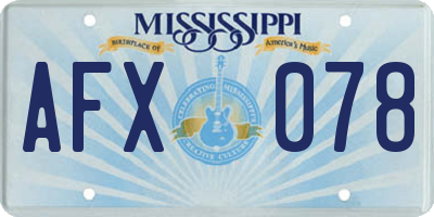 MS license plate AFX078