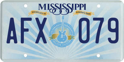 MS license plate AFX079