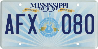 MS license plate AFX080