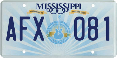 MS license plate AFX081