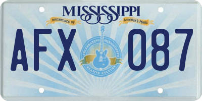 MS license plate AFX087