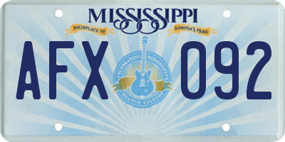 MS license plate AFX092