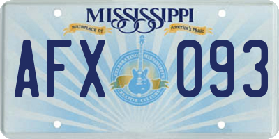 MS license plate AFX093