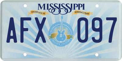 MS license plate AFX097