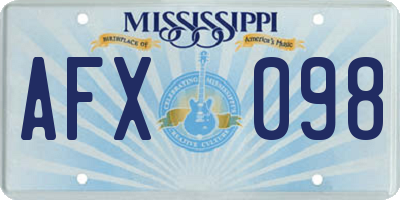MS license plate AFX098