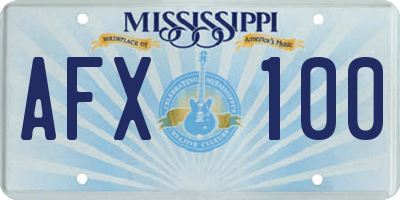 MS license plate AFX100