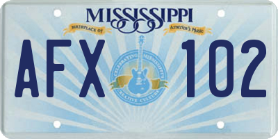 MS license plate AFX102