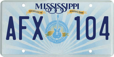 MS license plate AFX104