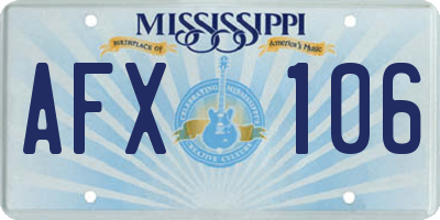 MS license plate AFX106
