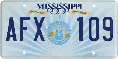 MS license plate AFX109