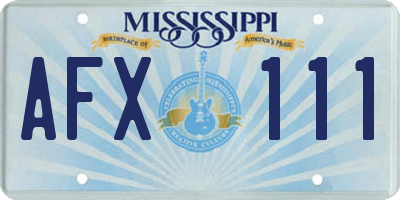 MS license plate AFX111