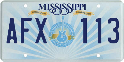 MS license plate AFX113