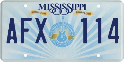 MS license plate AFX114