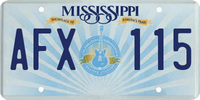 MS license plate AFX115
