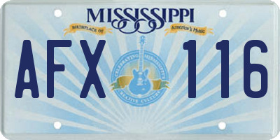 MS license plate AFX116