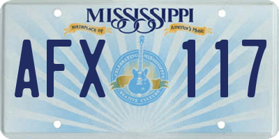 MS license plate AFX117