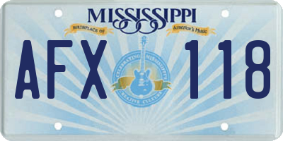 MS license plate AFX118
