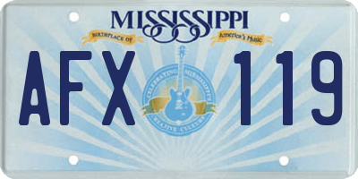 MS license plate AFX119