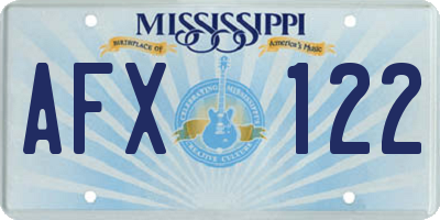 MS license plate AFX122