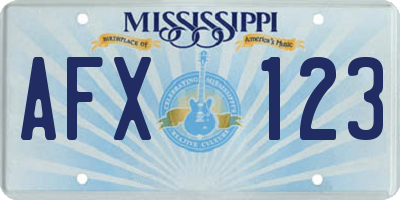 MS license plate AFX123