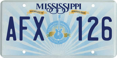MS license plate AFX126