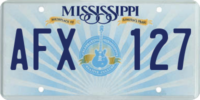 MS license plate AFX127