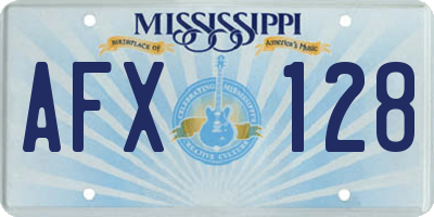 MS license plate AFX128