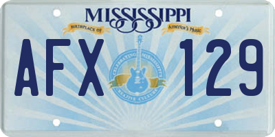 MS license plate AFX129